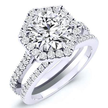 Cypress Round Moissanite Bridal Set whitegold