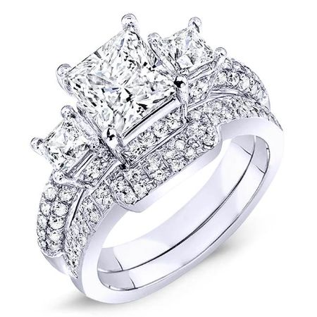 1.00 ct - Daffodil - GIA Natural Princess Diamond Bridal Set
