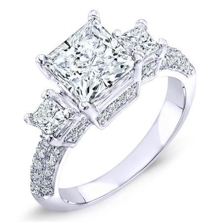 Daffodil Diamond Matching Band Only (engagement Ring Not Included) For Ring With Princess Center whitegold