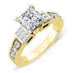 Daisy Diamond Matching Band Only (engagement Ring Not Included) For Ring With Princess Center yellowgold