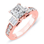 Daisy Diamond Matching Band Only (engagement Ring Not Included) For Ring With Princess Center rosegold