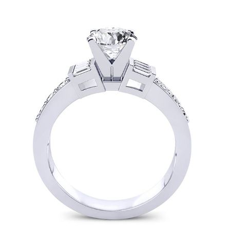 Daisy Round Moissanite Engagement Ring whitegold