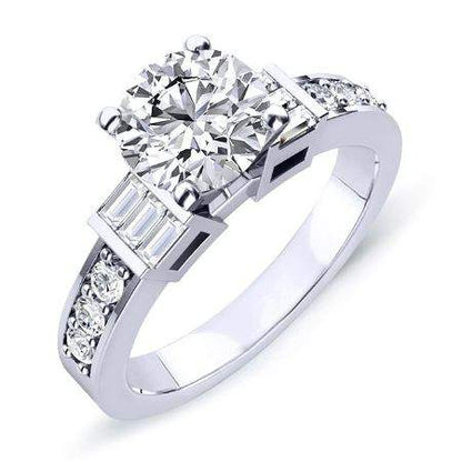 Daisy Round Moissanite Engagement Ring whitegold