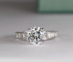 Daisy Round Moissanite Engagement Ring whitegold