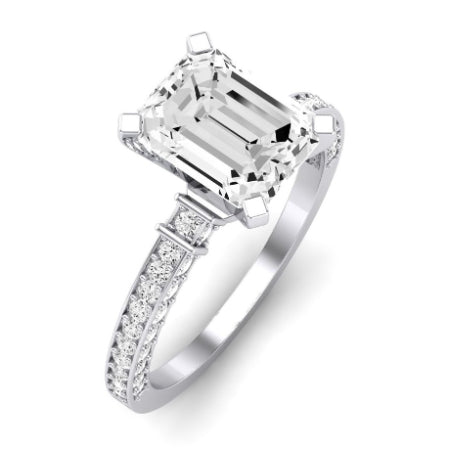 Daphne Diamond Matching Band Only ( Engagement Ring Not Included) For Ring With Emerald Center whitegold