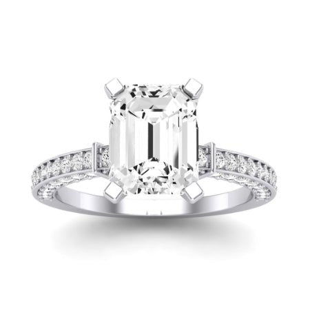 Daphne Diamond Matching Band Only ( Engagement Ring Not Included) For Ring With Emerald Center whitegold