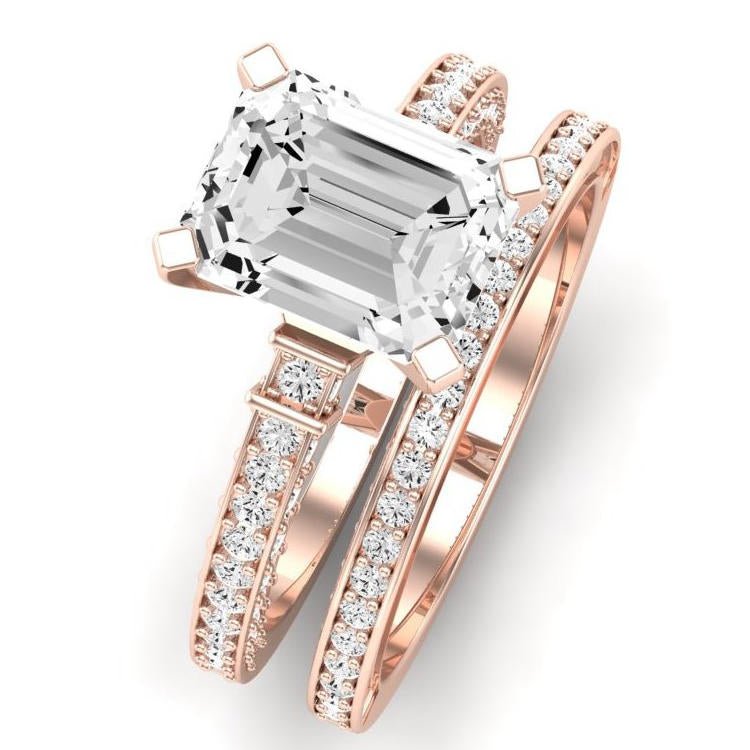 Daphne Diamond Matching Band Only ( Engagement Ring Not Included) For Ring With Emerald Center rosegold