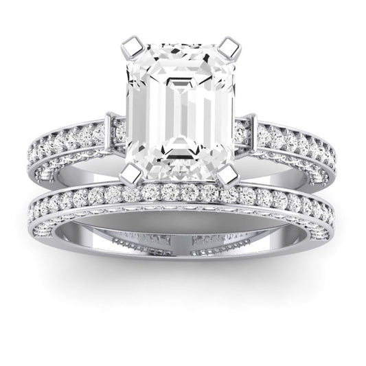 Daphne Diamond Matching Band Only ( Engagement Ring Not Included) For Ring With Emerald Center whitegold