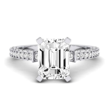 Daphne Diamond Matching Band Only ( Engagement Ring Not Included) For Ring With Emerald Center whitegold