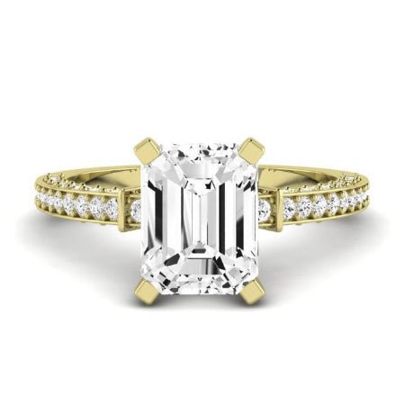 Daphne Diamond Matching Band Only ( Engagement Ring Not Included) For Ring With Emerald Center yellowgold