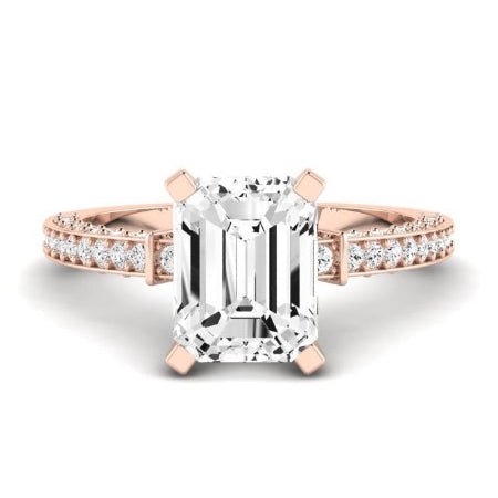 Daphne Diamond Matching Band Only ( Engagement Ring Not Included) For Ring With Emerald Center rosegold