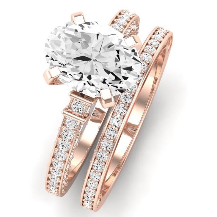 Daphne Diamond Matching Band Only ( Engagement Ring Not Included) For Ring With Oval Center rosegold