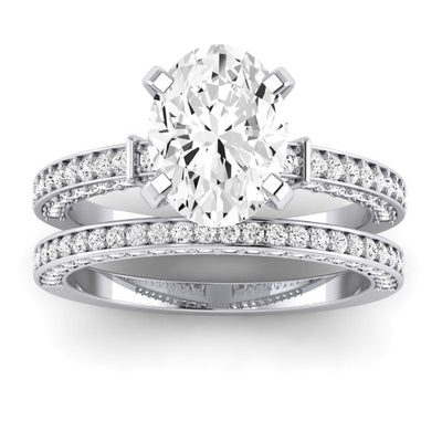 Daphne Diamond Matching Band Only ( Engagement Ring Not Included) For Ring With Oval Center whitegold