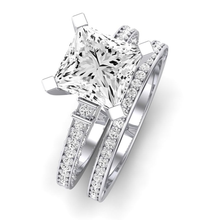 Daphne Diamond Matching Band Only (does Not Include Engagement Ring)  For Ring With Princess Center whitegold