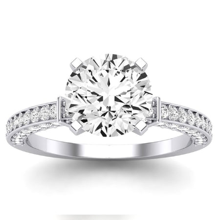 Daphne Diamond Matching Band Only (does Not Include Engagement Ring) For Ring With Round Center whitegold