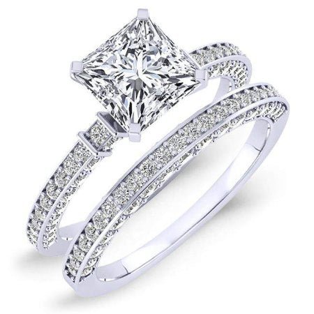1.00 ct - Daphne - GIA Natural Princess Diamond Bridal Set
