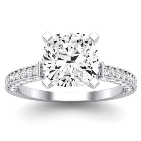 Daphne Diamond Matching Band Only (does Not Include Engagement Ring)  For Ring With Cushion Center whitegold