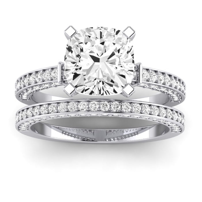 Daphne Diamond Matching Band Only (does Not Include Engagement Ring)  For Ring With Cushion Center whitegold