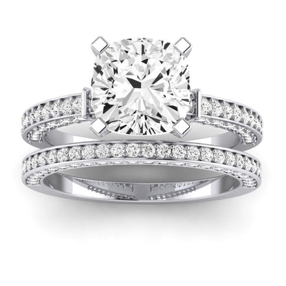 Daphne Diamond Matching Band Only (does Not Include Engagement Ring)  For Ring With Cushion Center whitegold