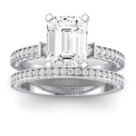 Daphne Diamond Matching Band Only ( Engagement Ring Not Included) For Ring With Emerald Center whitegold