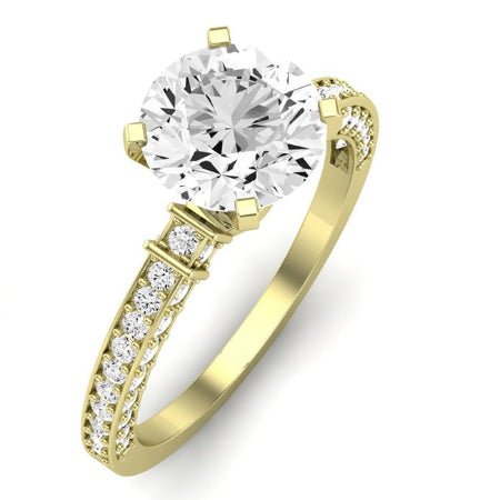 Daphne Diamond Matching Band Only (does Not Include Engagement Ring) For Ring With Round Center yellowgold