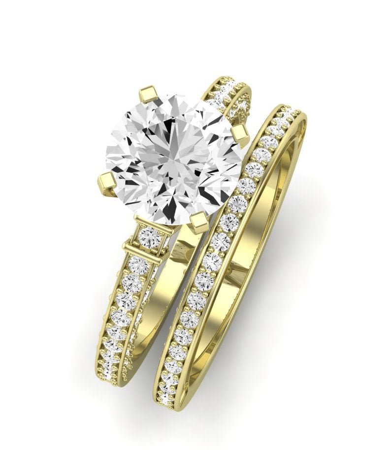 Daphne Diamond Matching Band Only (does Not Include Engagement Ring) For Ring With Round Center yellowgold