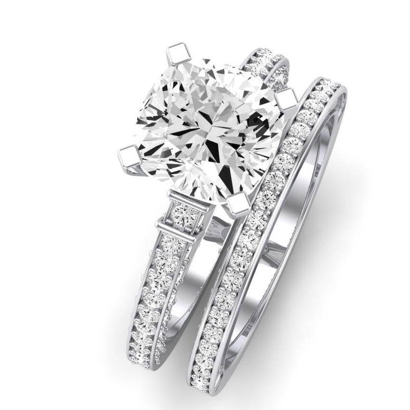 Daphne Moissanite Matching Band Only (does Not Include Engagement Ring)  For Ring With Cushion Center whitegold