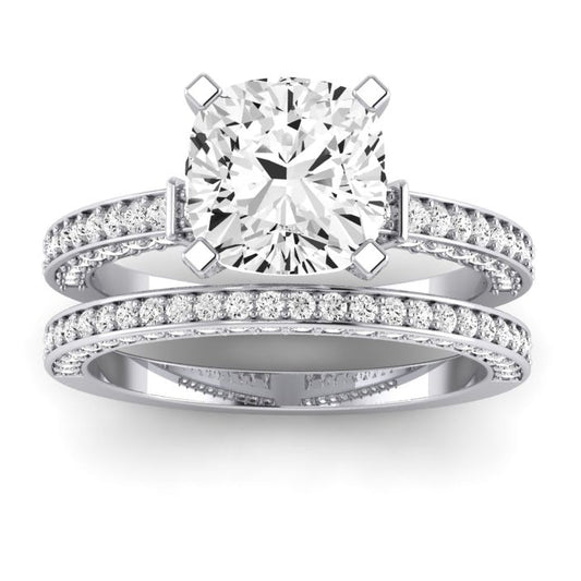 Daphne Moissanite Matching Band Only (does Not Include Engagement Ring)  For Ring With Cushion Center whitegold