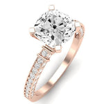 Daphne Moissanite Matching Band Only (does Not Include Engagement Ring)  For Ring With Cushion Center rosegold