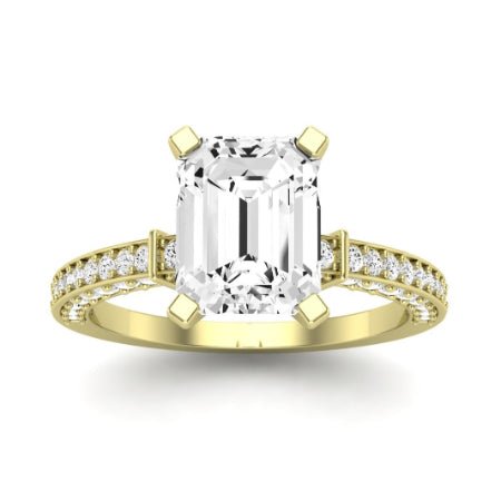 Daphne Moissanite Matching Band Only ( Engagement Ring Not Included) For Ring With Emerald Center yellowgold