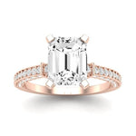 Daphne Moissanite Matching Band Only ( Engagement Ring Not Included) For Ring With Emerald Center rosegold