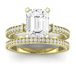 Daphne Moissanite Matching Band Only ( Engagement Ring Not Included) For Ring With Emerald Center yellowgold