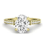 Daphne Moissanite Matching Band Only ( Engagement Ring Not Included) For Ring With Oval Center yellowgold