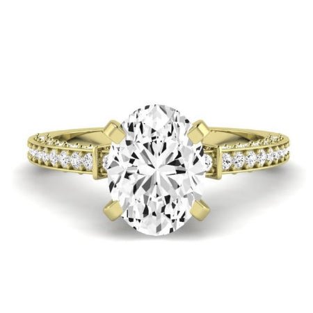 Daphne Moissanite Matching Band Only ( Engagement Ring Not Included) For Ring With Oval Center yellowgold
