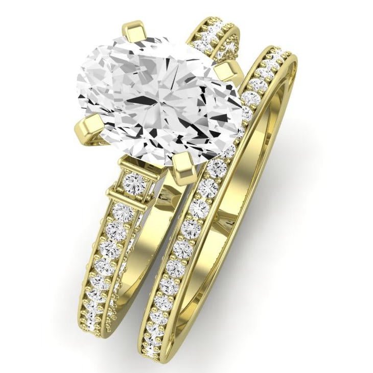 Daphne Moissanite Matching Band Only ( Engagement Ring Not Included) For Ring With Oval Center yellowgold