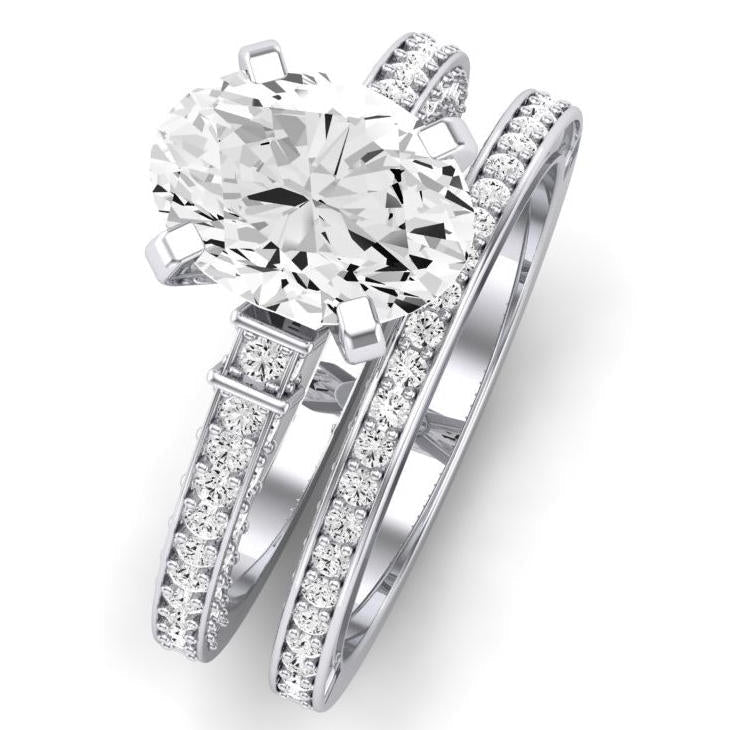Daphne Moissanite Matching Band Only ( Engagement Ring Not Included) For Ring With Oval Center whitegold