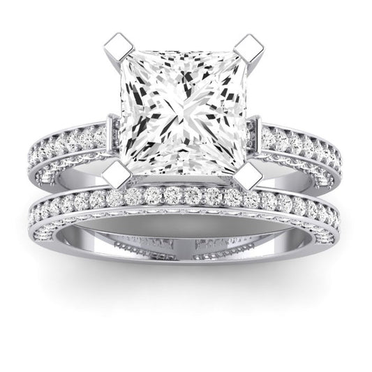 Daphne Moissanite Matching Band Only (does Not Include Engagement Ring)  For Ring With Princess Center whitegold