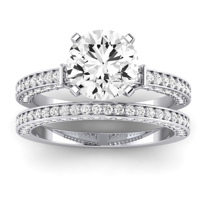 Daphne Moissanite Matching Band Only (does Not Include Engagement Ring) For Ring With Round Center whitegold