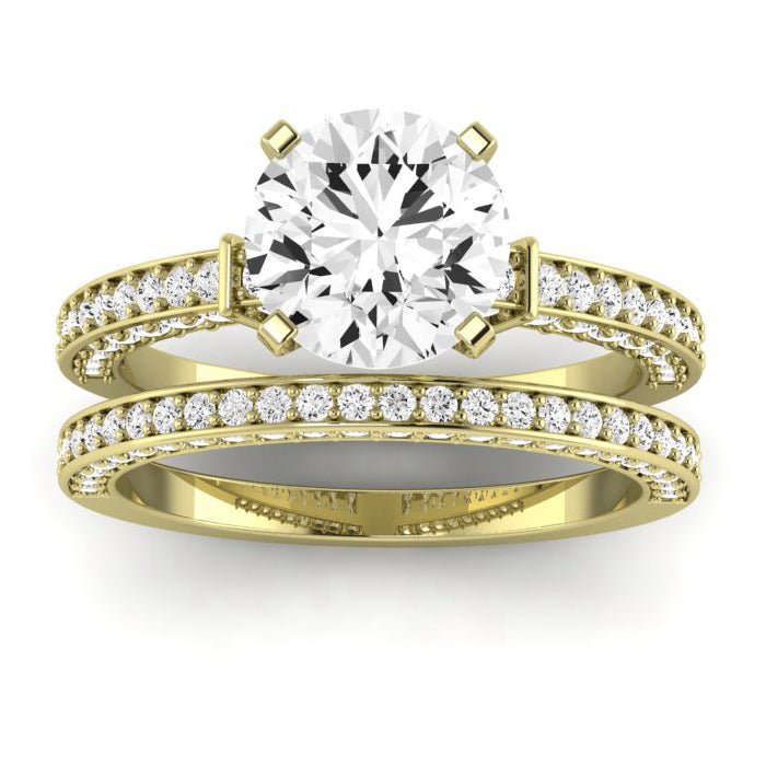 Daphne Moissanite Matching Band Only (does Not Include Engagement Ring) For Ring With Round Center yellowgold