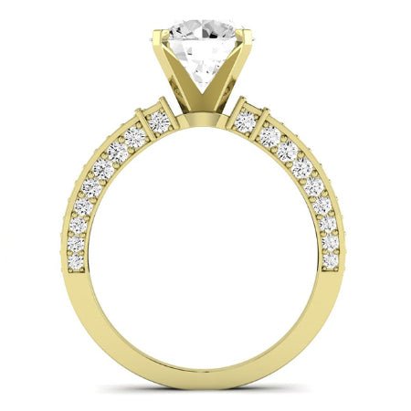 Daphne Moissanite Matching Band Only (does Not Include Engagement Ring) For Ring With Round Center yellowgold