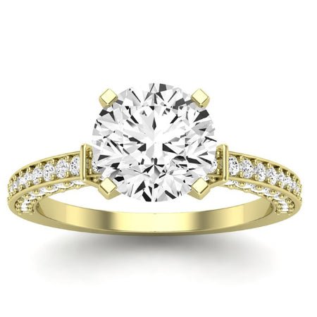 Daphne Moissanite Matching Band Only (does Not Include Engagement Ring) For Ring With Round Center yellowgold