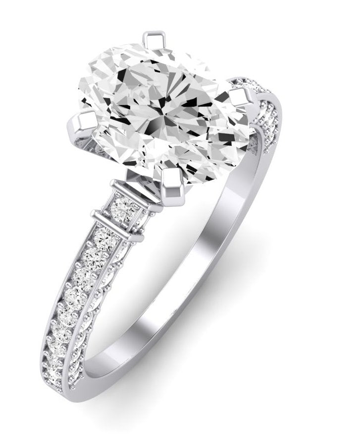 Daphne Oval Moissanite Engagement Ring whitegold