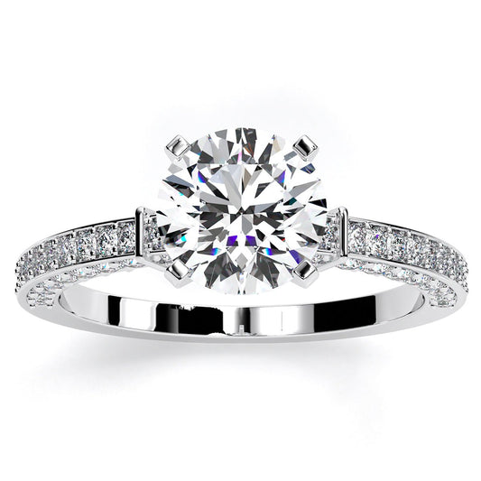 Daphne Round Moissanite Engagement Ring whitegold