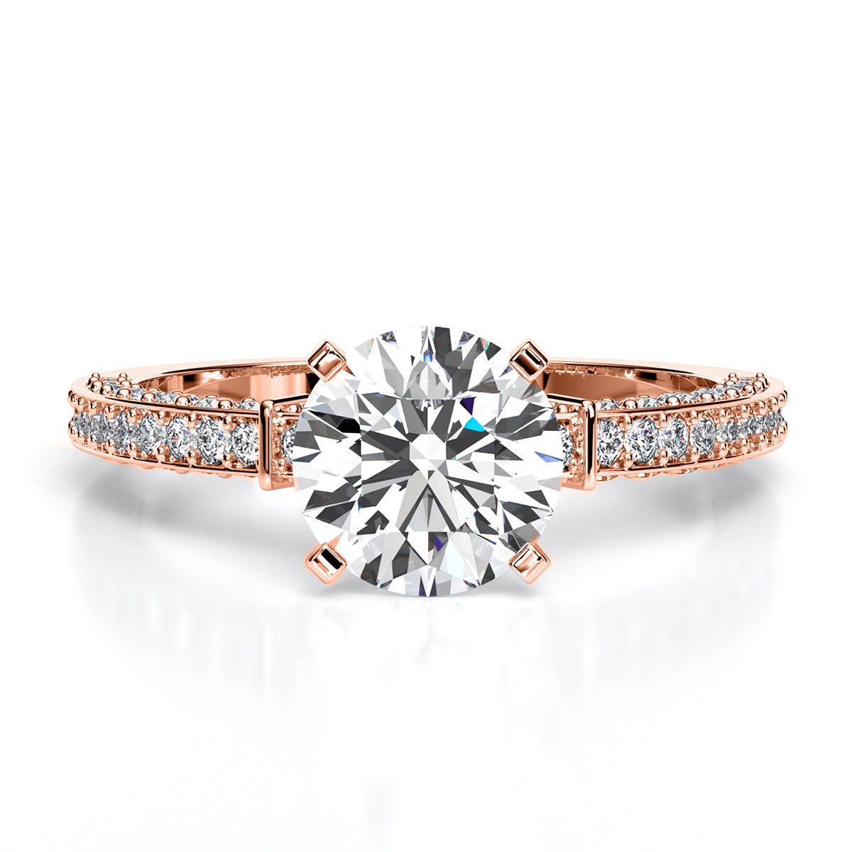 Daphne Round Moissanite Engagement Ring rosegold