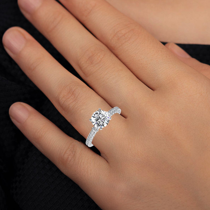 Huge Rock: 2.48ct TCW Round Lab Diamond Engagement Ring