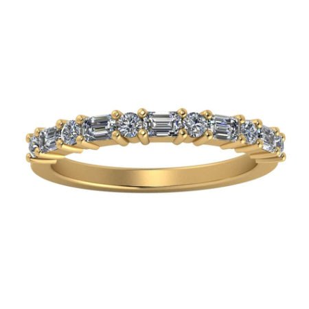 Dara Baguette & Round Trendy Diamond Wedding Ring yellowgold