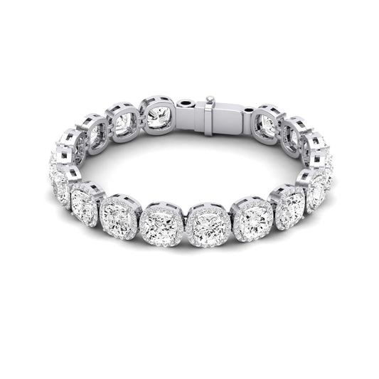 Delta Cushion Cut Moissanite Bracelet whitegold