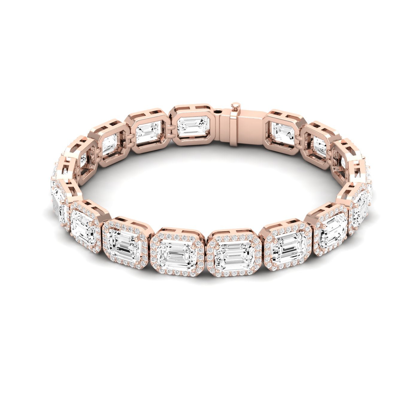 Delta Emerald Cut Moissanite Bracelet rosegold