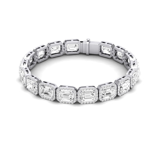 Delta Emerald Cut Moissanite Bracelet whitegold