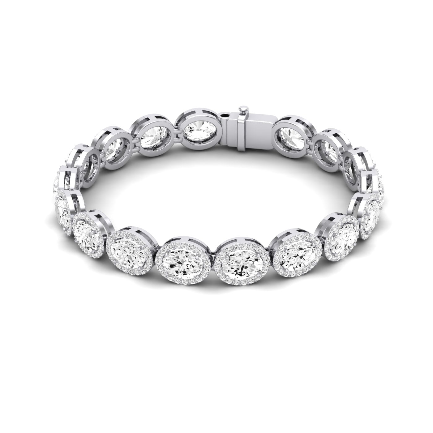 Delta Oval Cut Diamond Bracelet (clarity Enhanced) whitegold